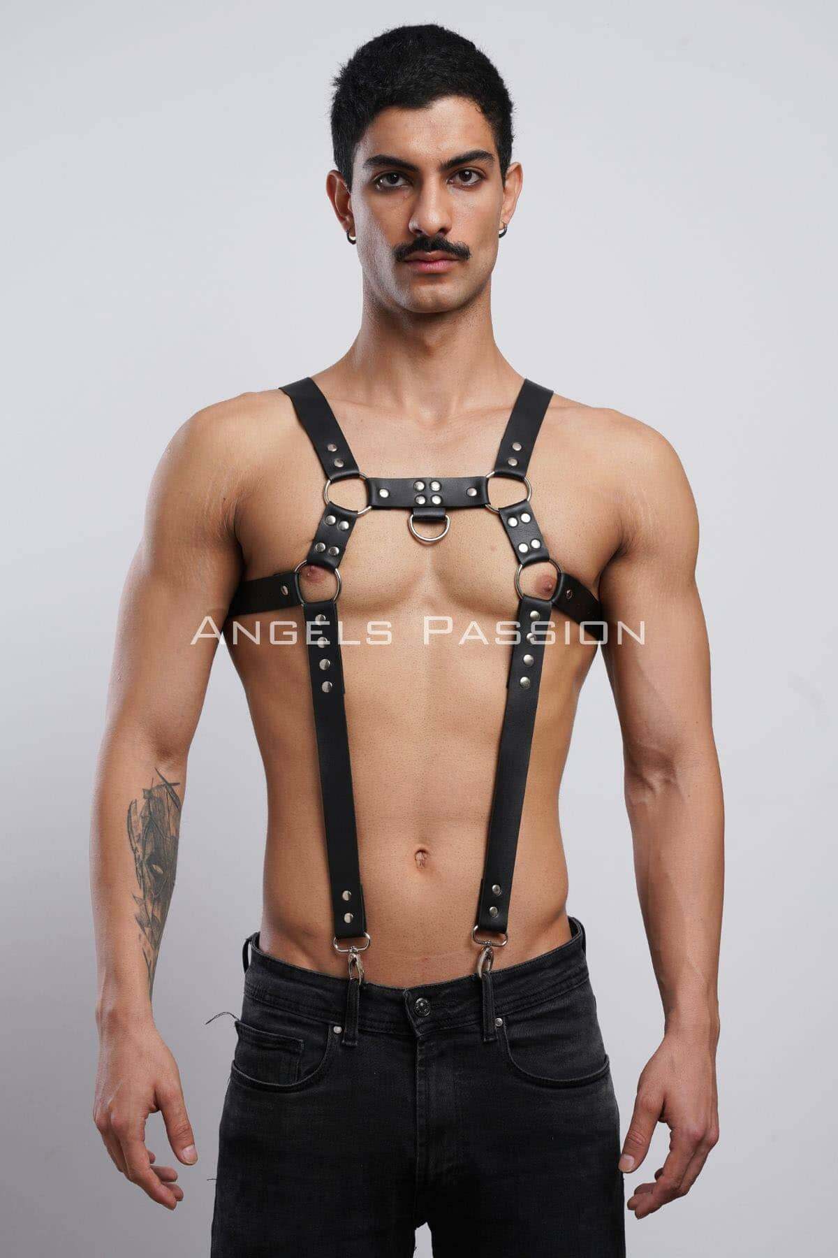 Erkek Göğüs Harness, Erkek Deri Pantolon Askısı, Erkek Clubwear - APFTM23