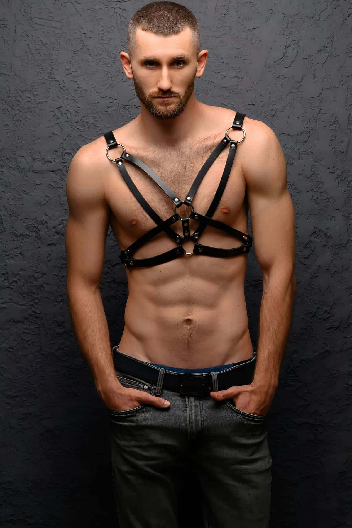 Erkek Göğüs Üzeri Deri Harness - APFTM104