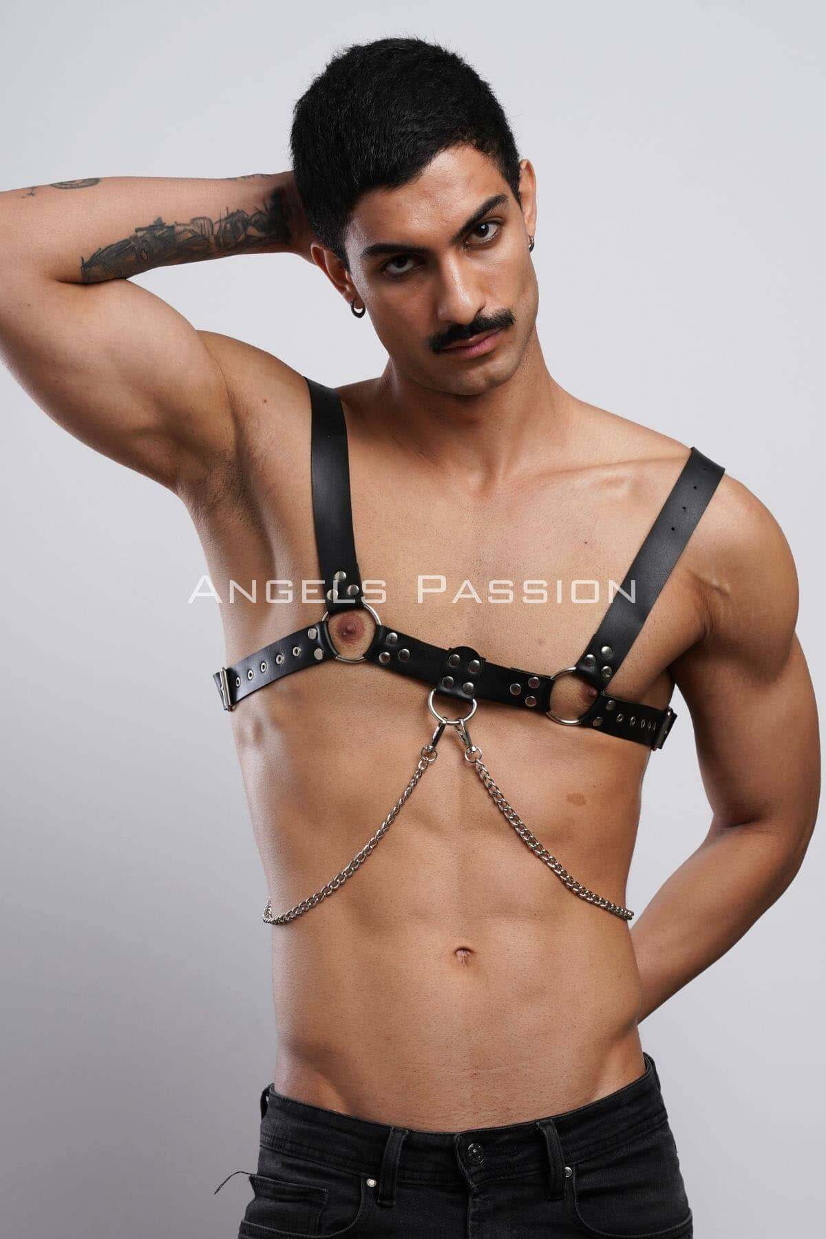 Erkek Gömlek Kemeri, Zincirli Göğüs Harness, Partywear, Clubwear - APFTM109