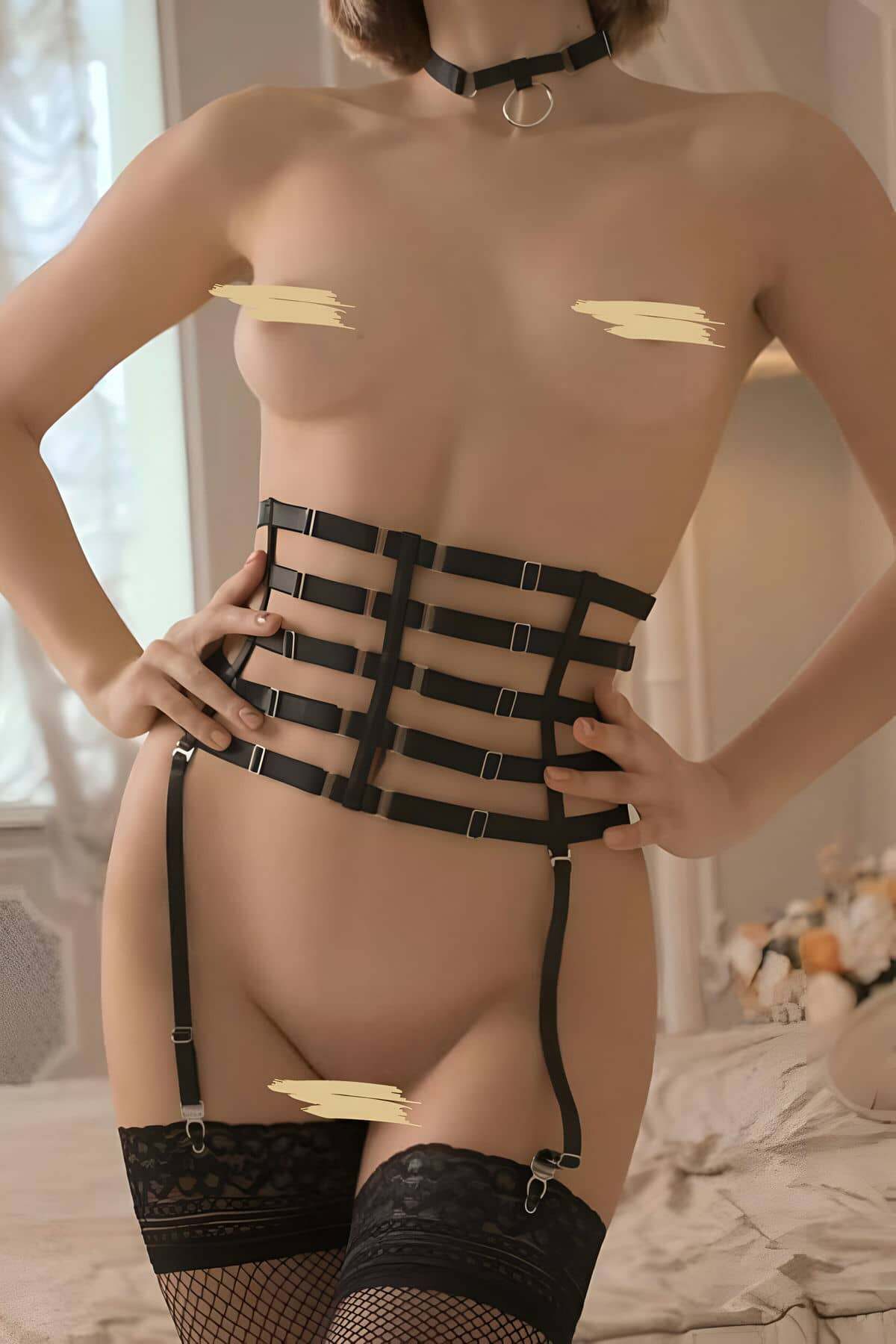 Lastik Bel Korse Harness, Fantazi İç Giyim Harness - APFT831