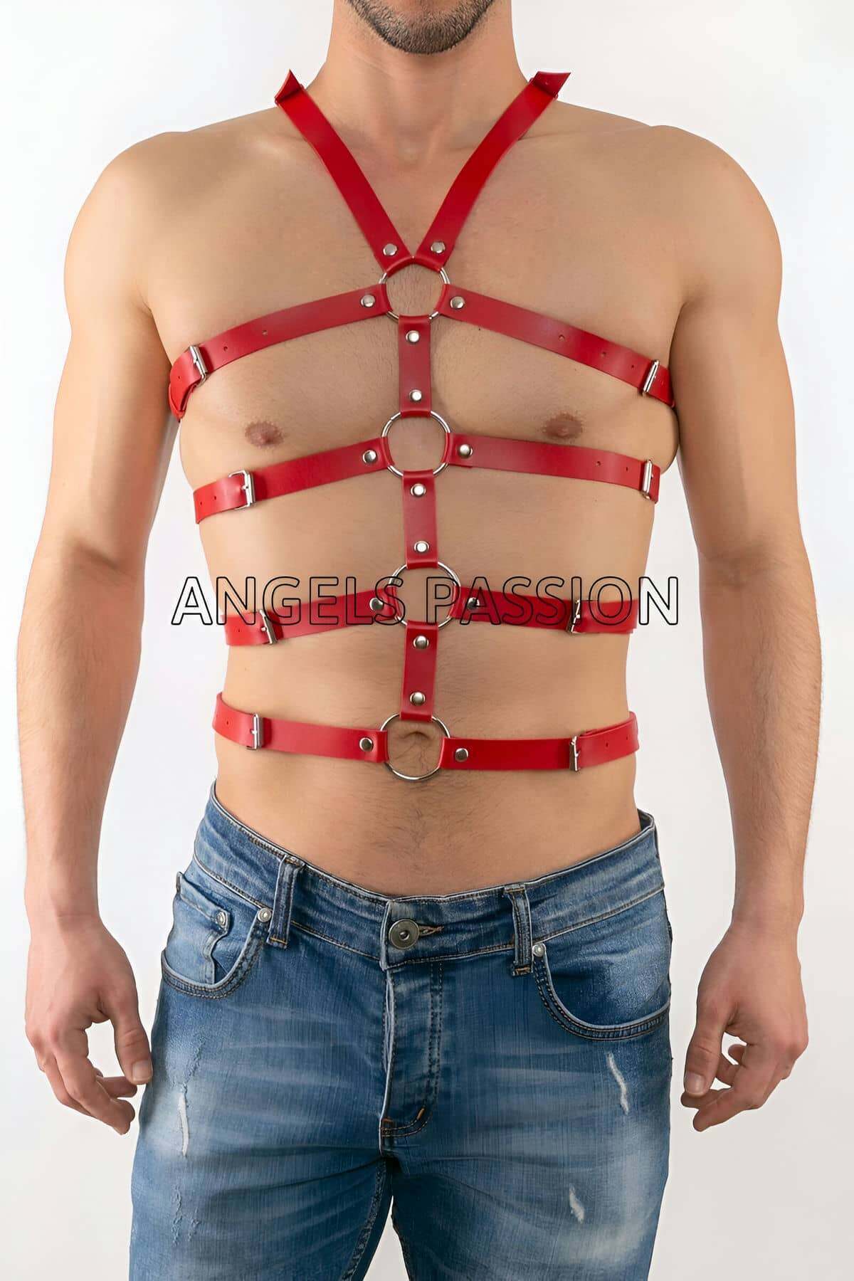 Seksi Erkek Body Harness, Deri Erkek Body Harness - APFTM54